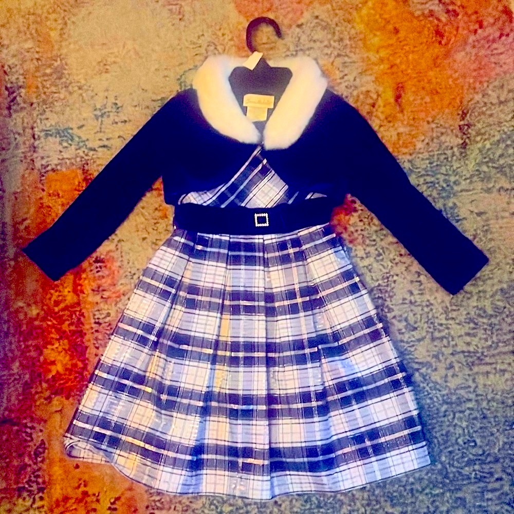 BEAUTIFUL blue and white plaid dress with jacket!